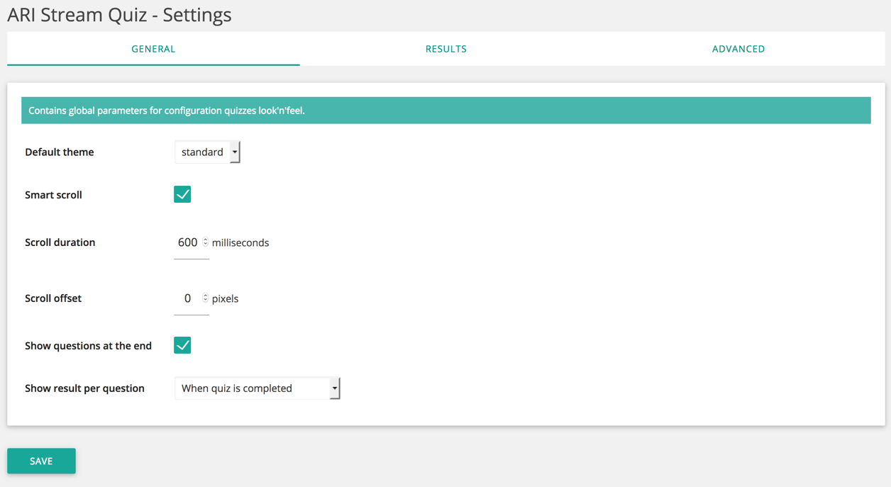 Backend - Settings page