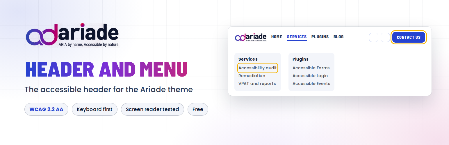 Ariade Header and Menu