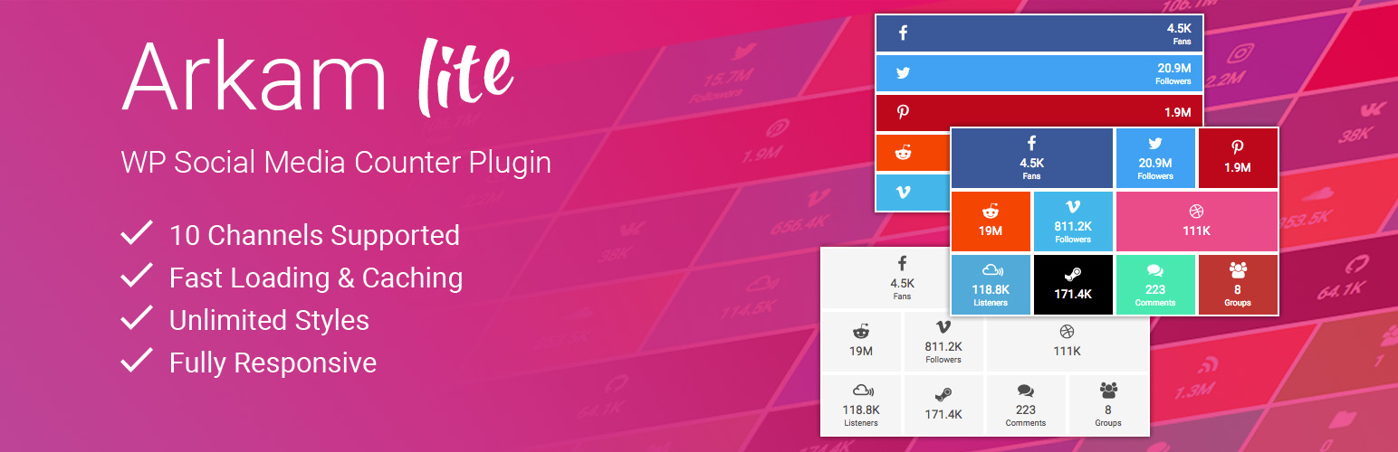 Social Media Counters for WordPress – Arkam Lite