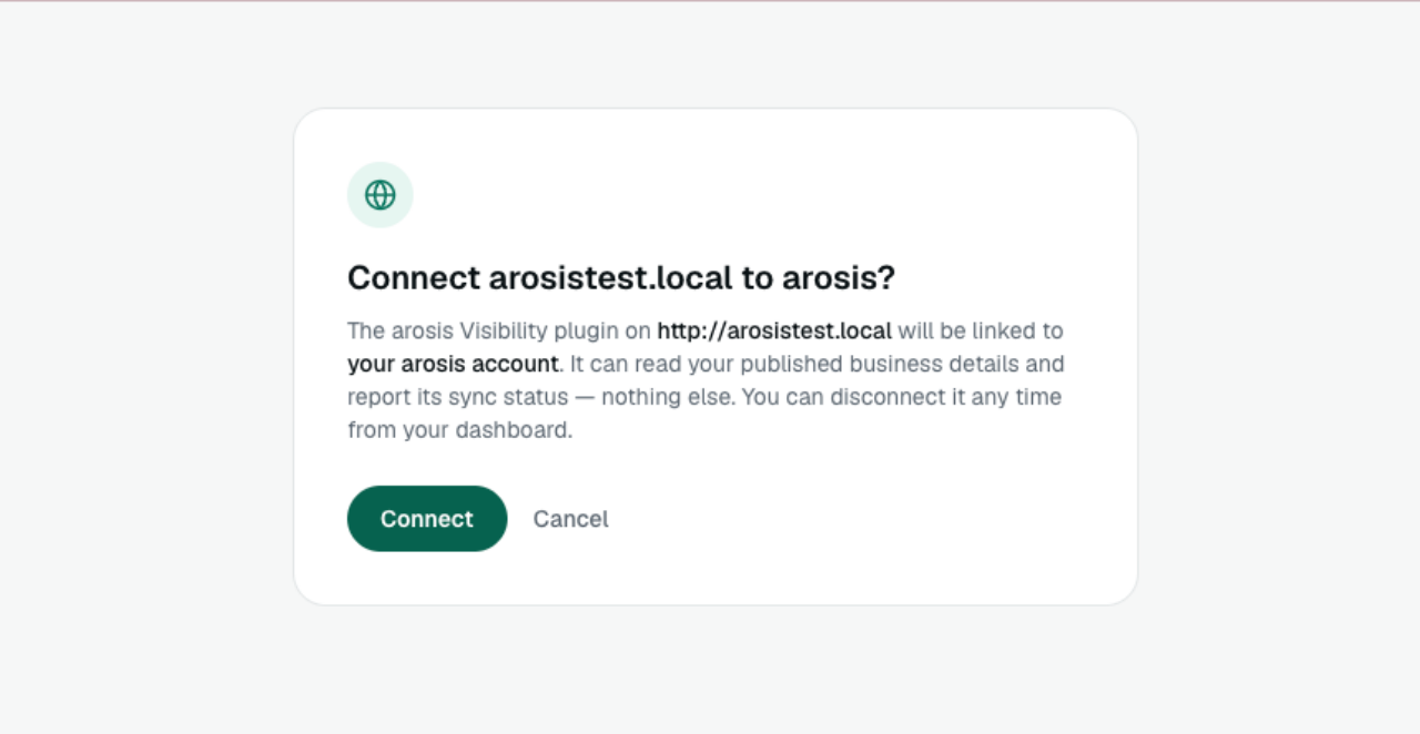 The "Connect to arosis" confirmation.