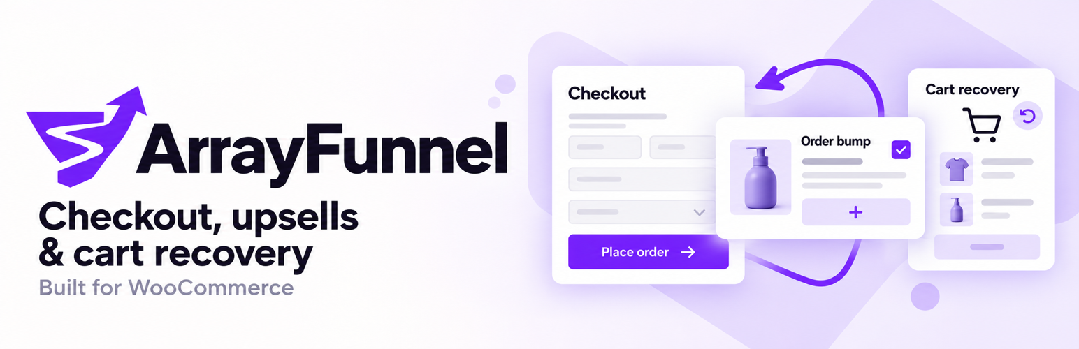 WordPress 外掛 ArrayFunnel – Checkout, Upsells & Cart Recovery 的封面圖片