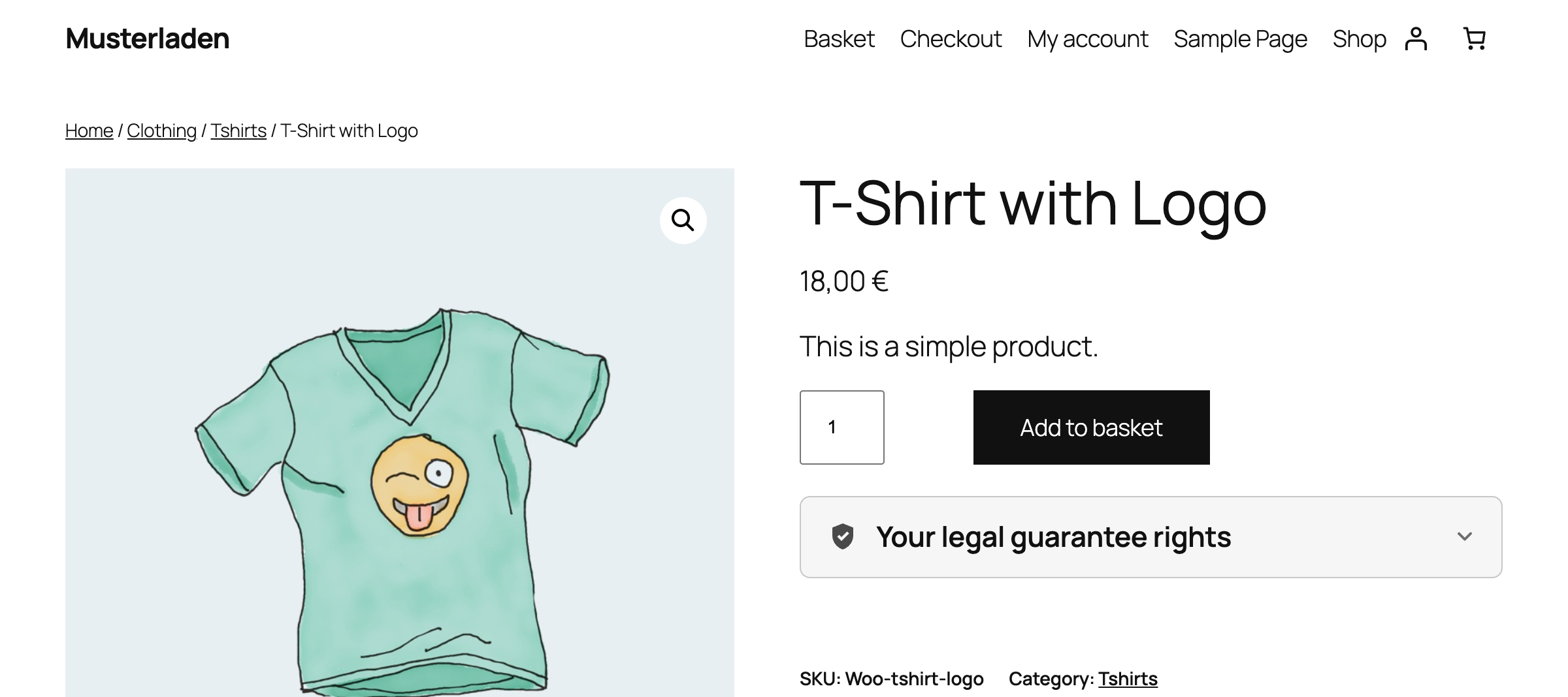 The same trigger row closed, under the add-to-cart button.