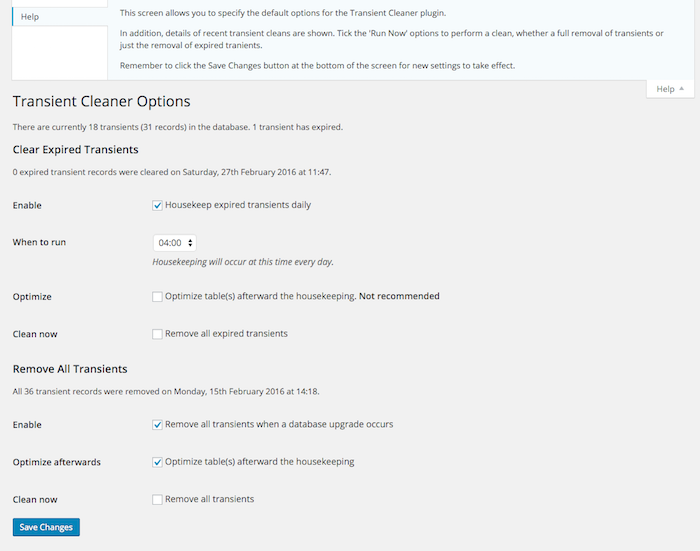 Administration screen showing contextual help screen
