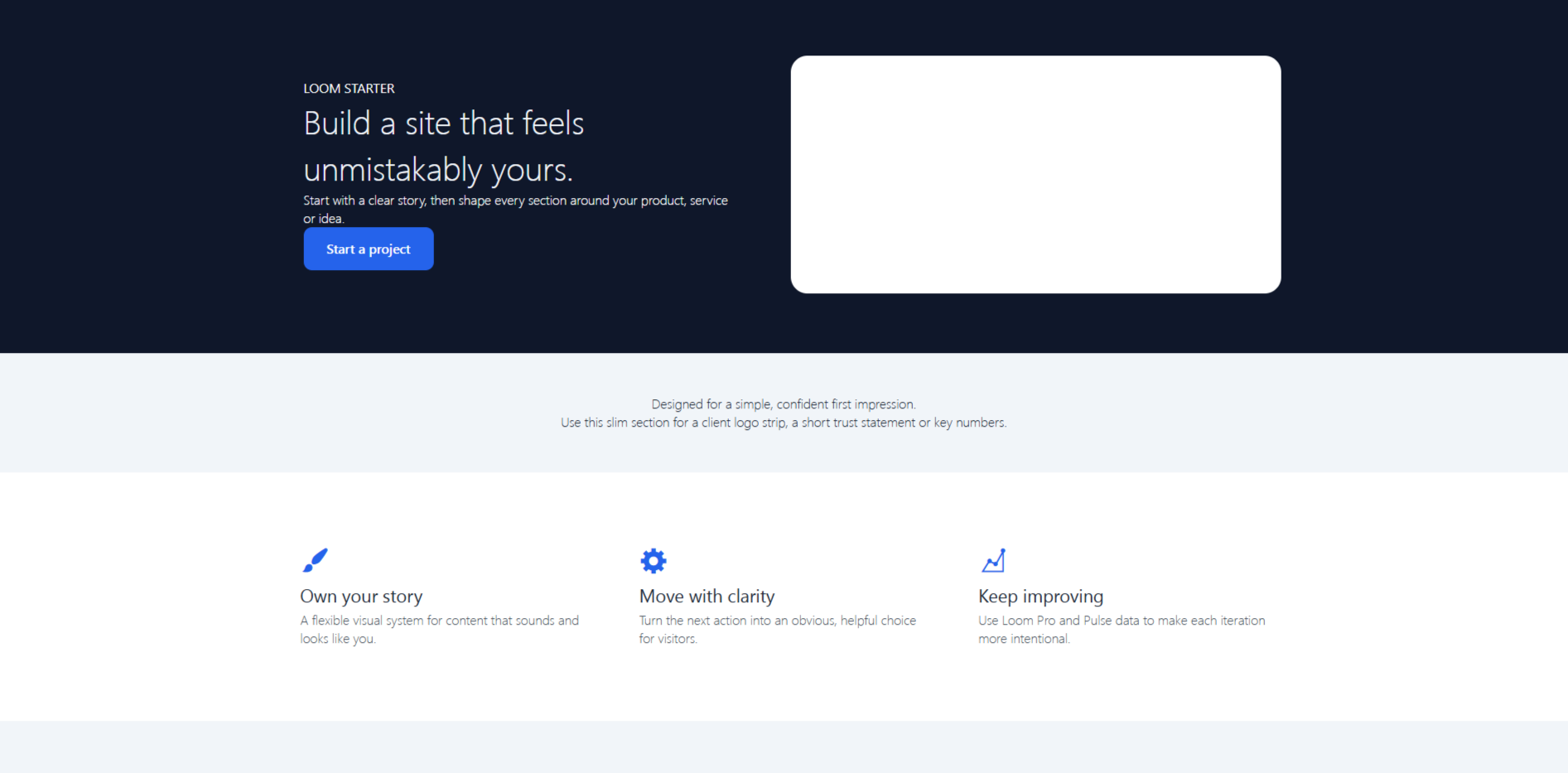 A landing-page layout made with the optional Arvexa Loom Builder Pro add-on.