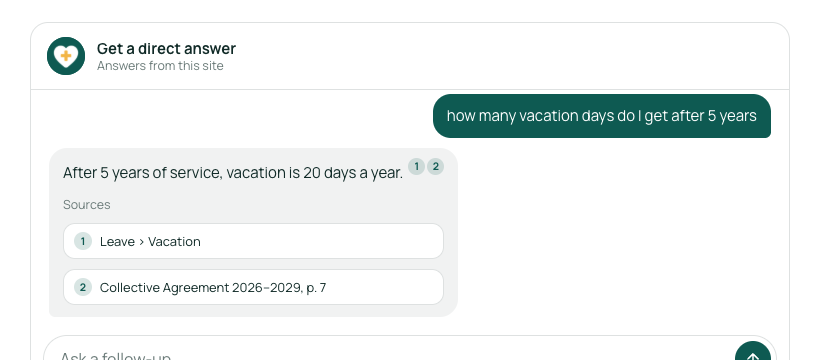The answer card on the search results page turns a search into an answer.