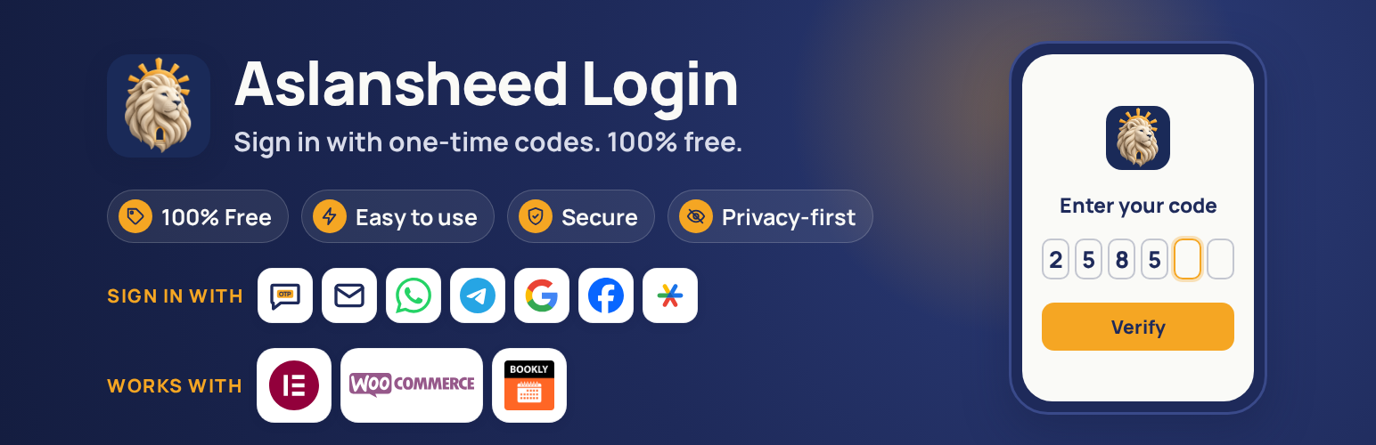 WordPress 外掛 Aslansheed Login 的封面圖片