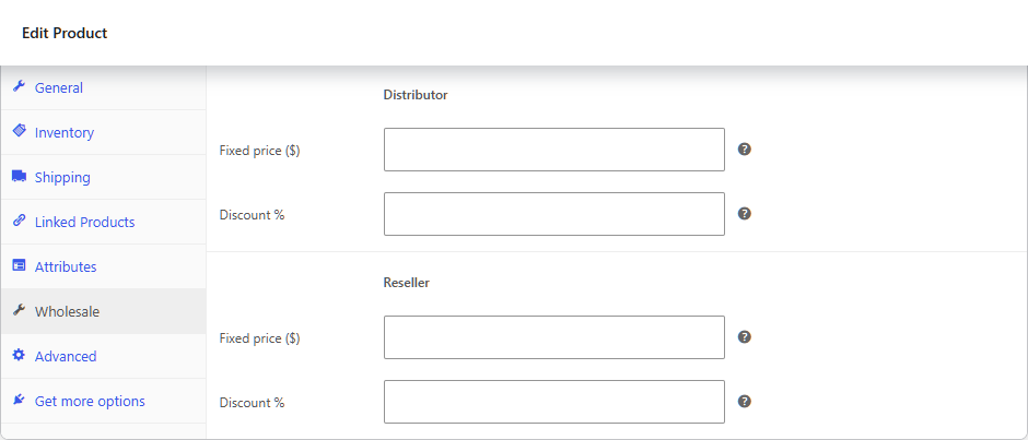 Role-based pricing - set fixed or percentage wholesale prices per role.