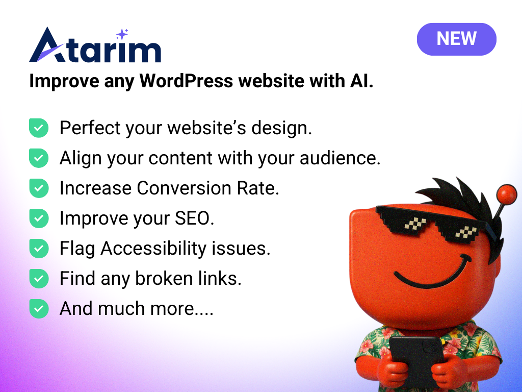Let Atarim’s AI review your WordPress site and generate actionable feedback, streamlining website audits and client collaboration.