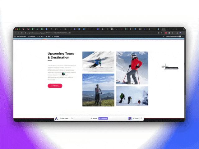 Add a visual feedback comment directly on any WordPress page and pinpoint exactly where changes are needed, so clients and team members provide clear, contextual feedback.