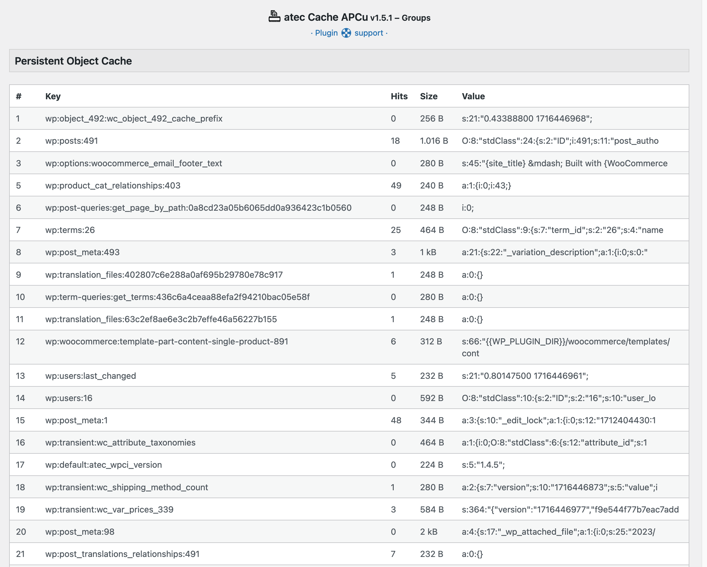 Persistent Object Cache Groups