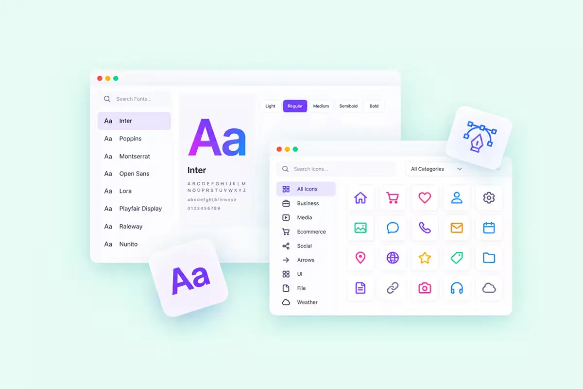 Custom Fonts & Icons Library: upload WOFF2 and WOFF fonts and your own icon sets for use in Elementor
