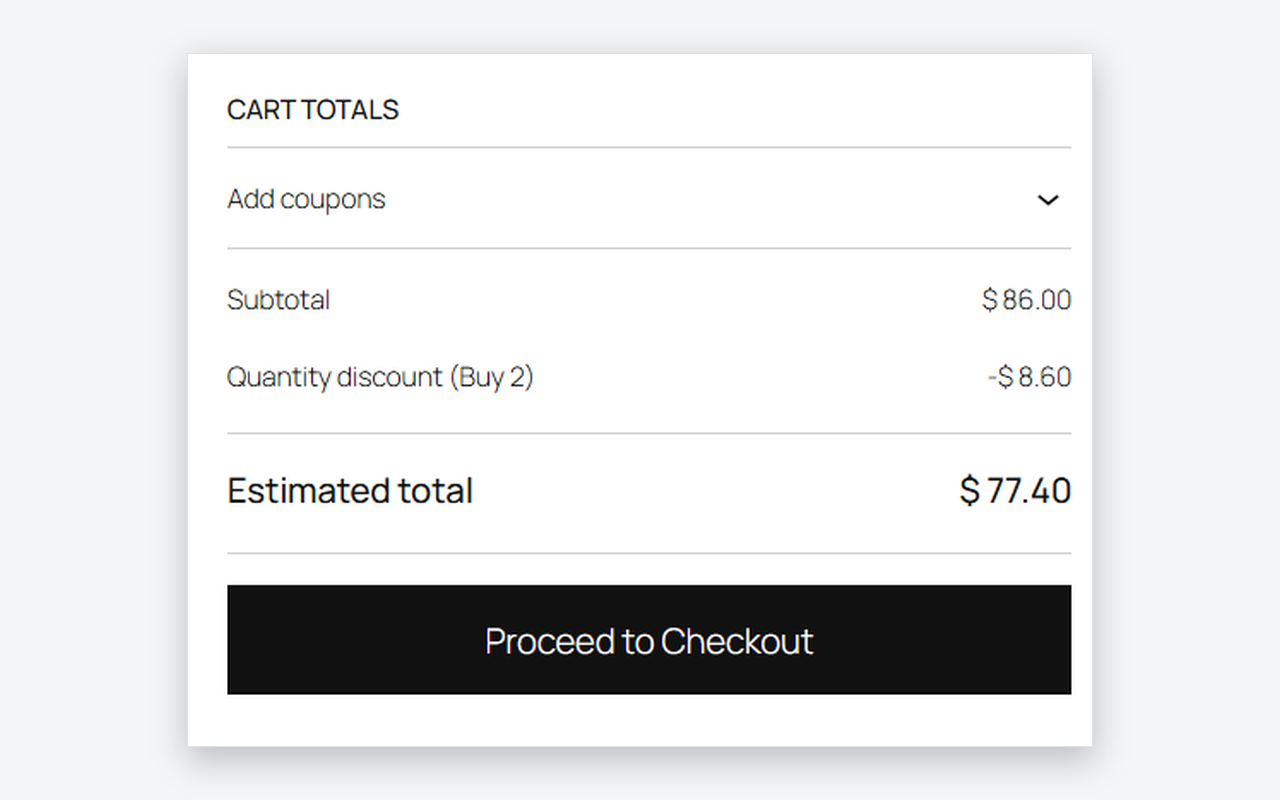 Discounts applied automatically in the cart — no coupon codes.