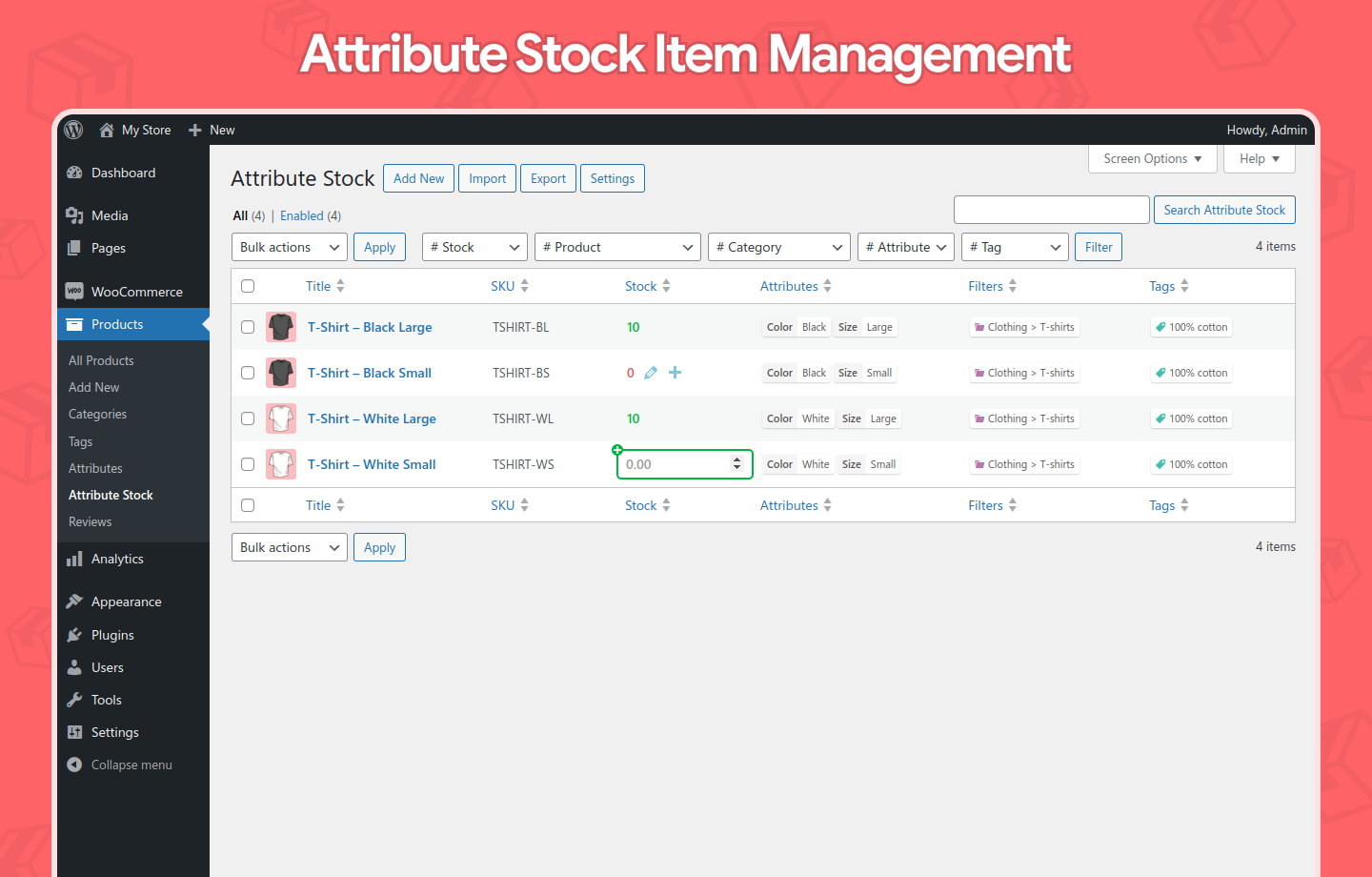 Attribute Stock for WooCommerce – Shared Stock & Variable Quantities (Lite Version)