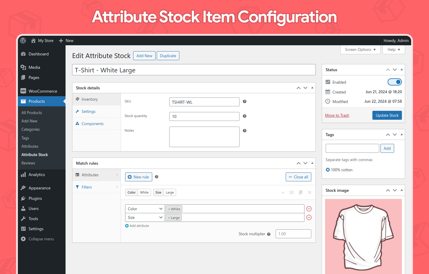 Attribute Stock for WooCommerce – Shared Stock & Variable Quantities (Lite Version)