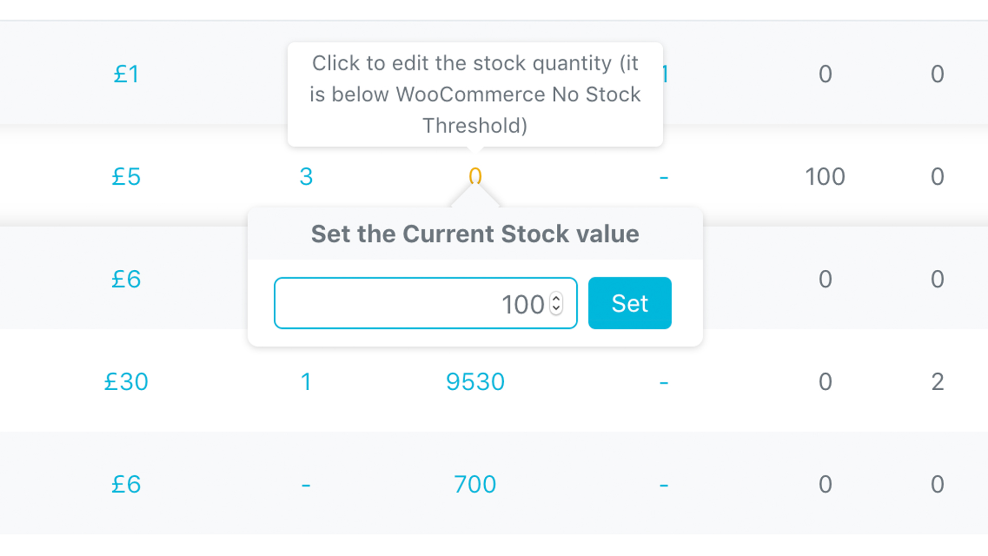 One Click Stock Quantity Edit Directly in Stock Central