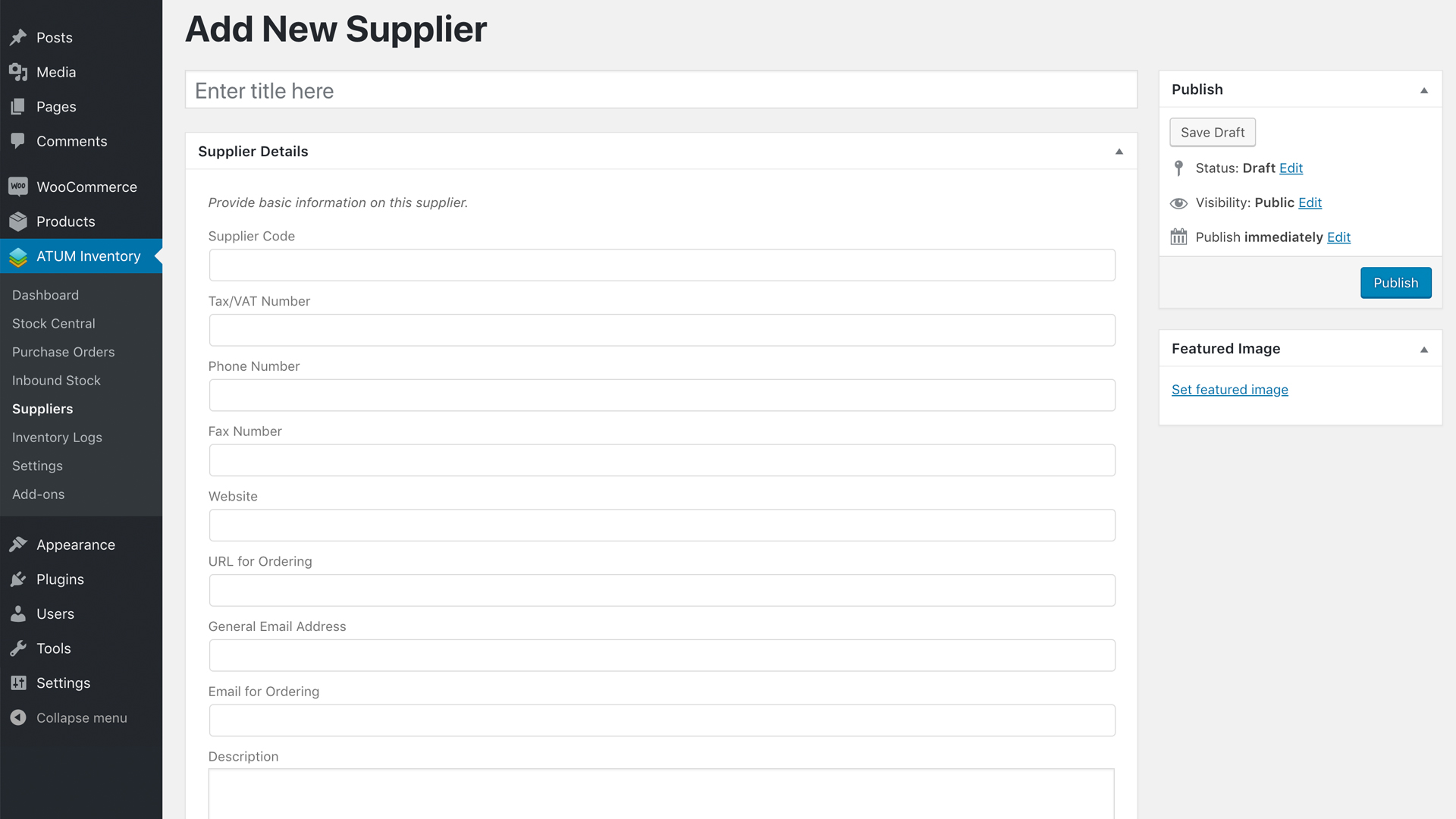 ADD New Supplier - Brand New Feature with Full Supplier Details