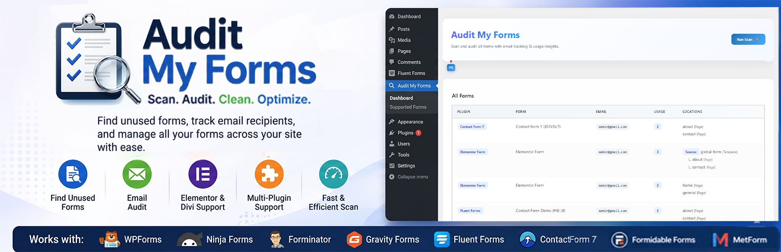 WordPress 外掛 Audit My Forms 的封面圖片