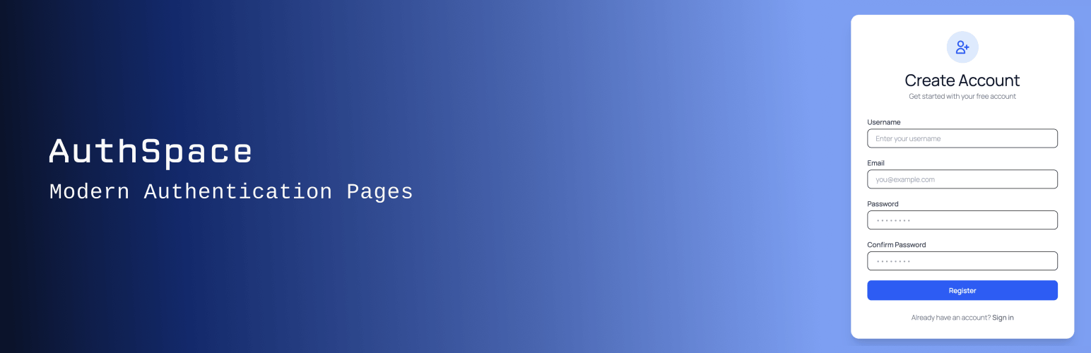 Auth Space – Custom Login, Registration & Password Reset Pages