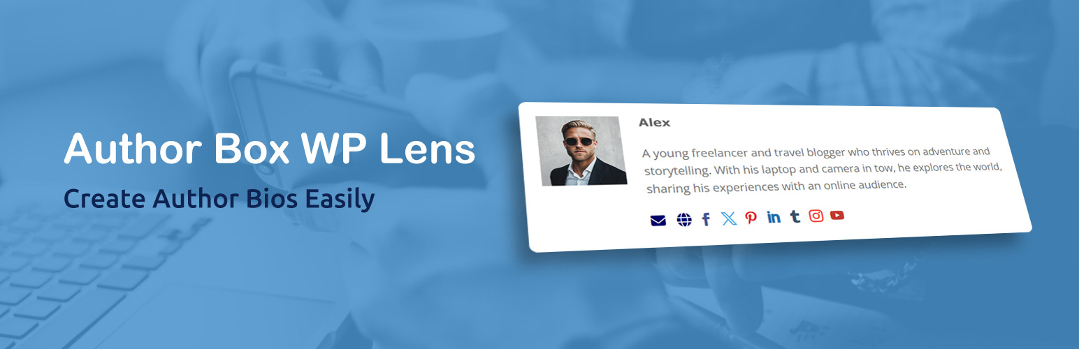 WordPress 外掛 Author Box WP Lens 的封面圖片。