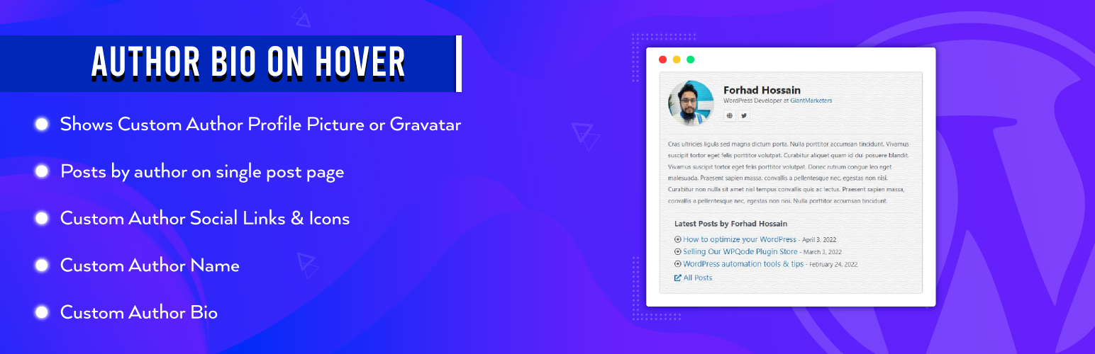 Author Bio On Hover – Author Box