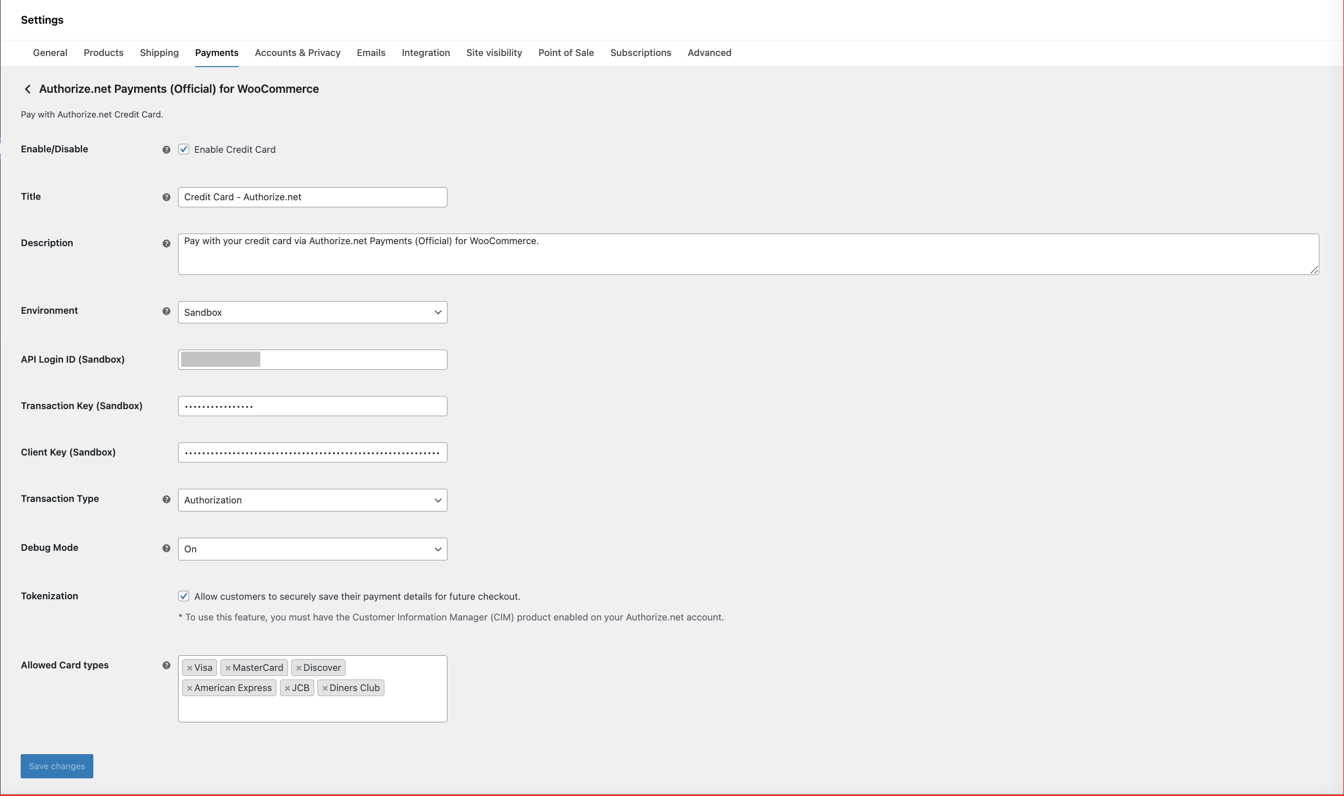 Authorize.net Payments for WooCommerce