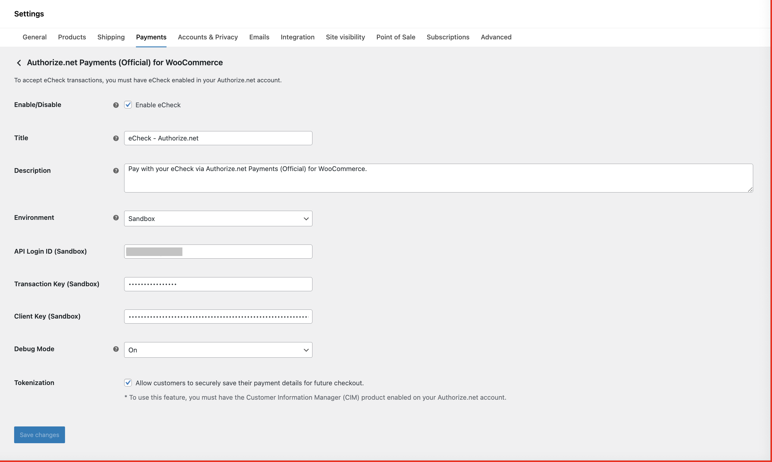 Authorize.net Payments for WooCommerce