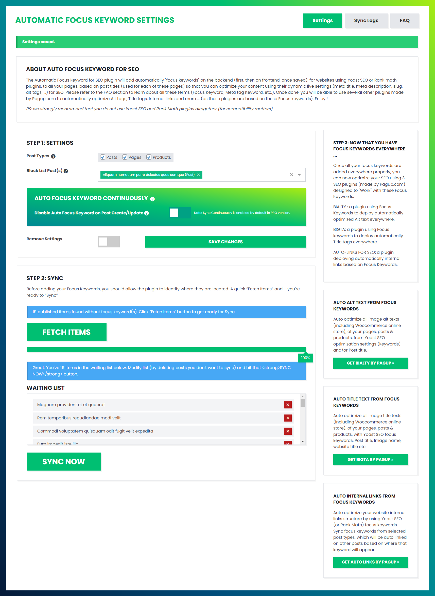 Auto Focus Keyword for Yoast SEO and Rank Math