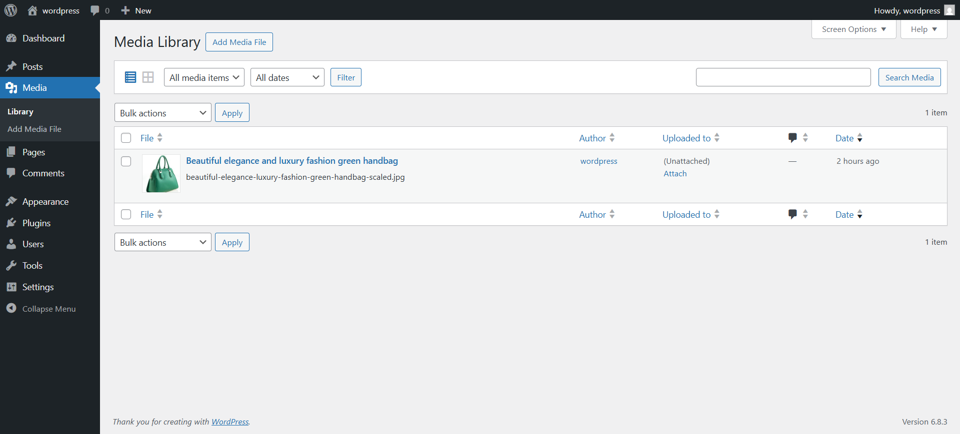 Example of an uploaded image automatically filled with generated alt text.