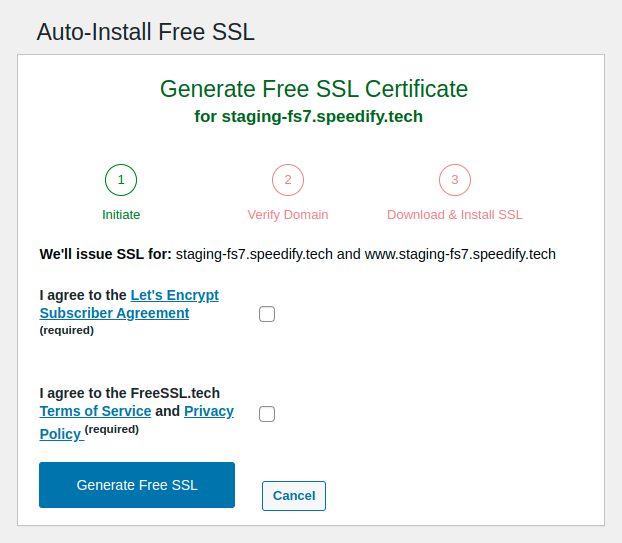 The first step to generating a free TLS cert