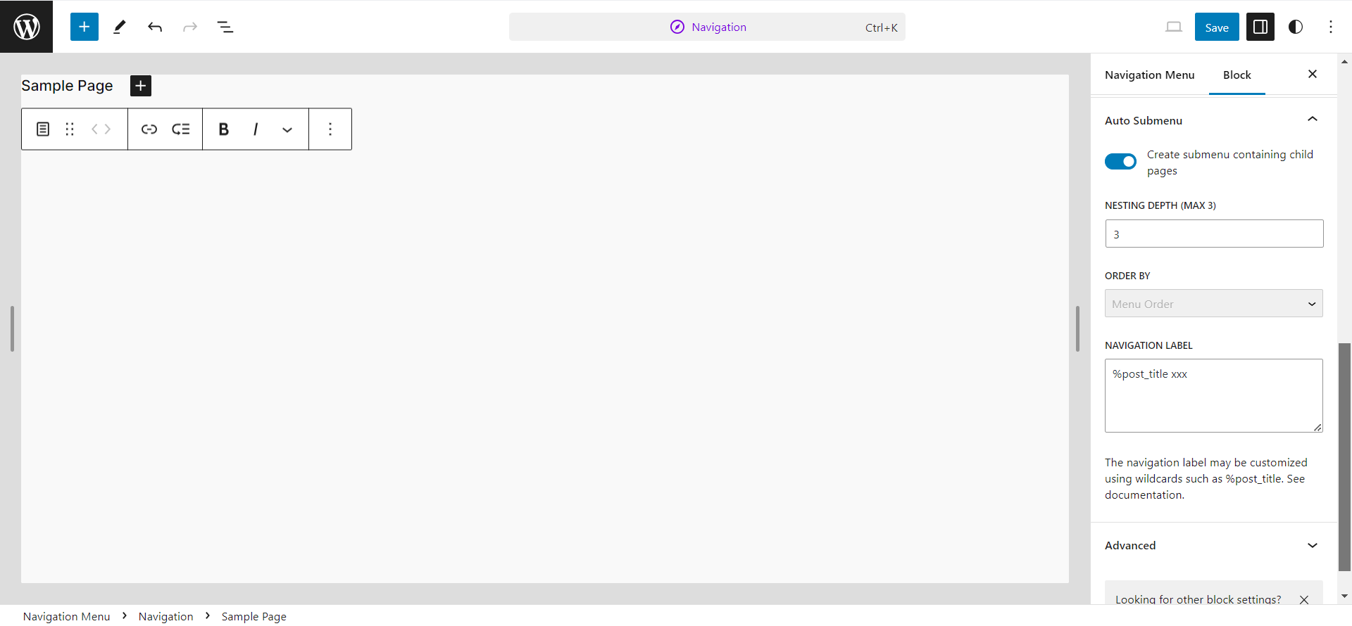 Go to Appearance > Editor to enable/disable and set the options for adding child pages to each top level page in your menu.