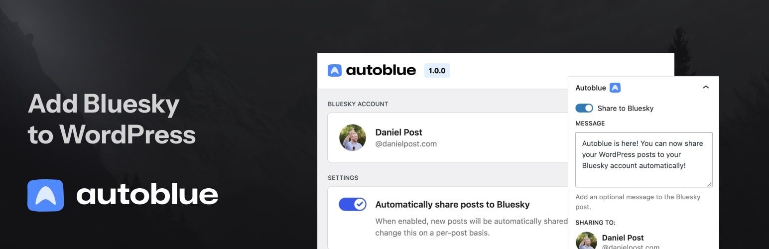 WordPress 外掛 Autoblue 的封面圖片。