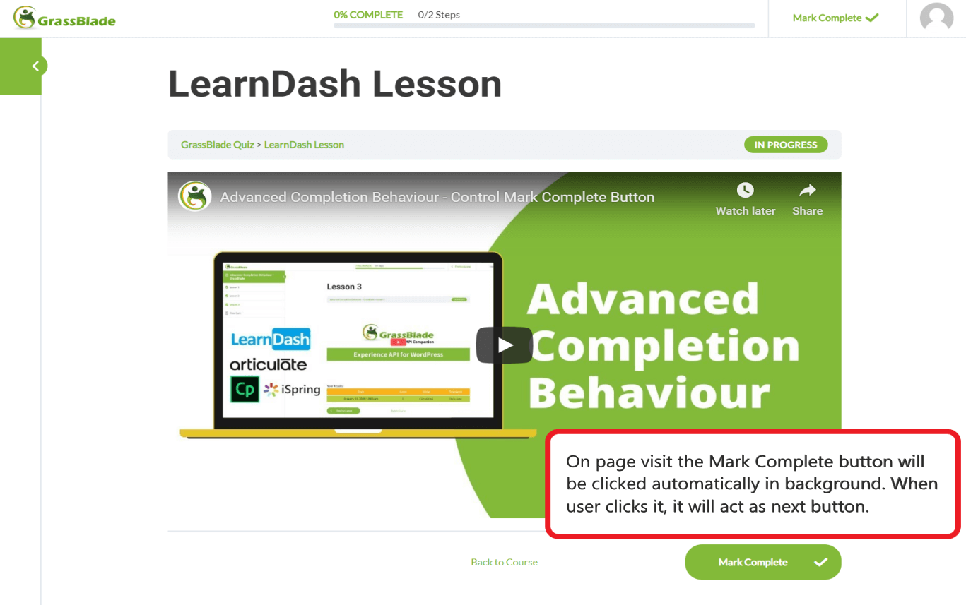 Autocomplete LearnDash Lessons and Topics