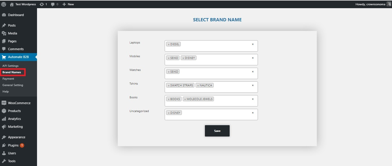 API Settings and fill the required fileds.