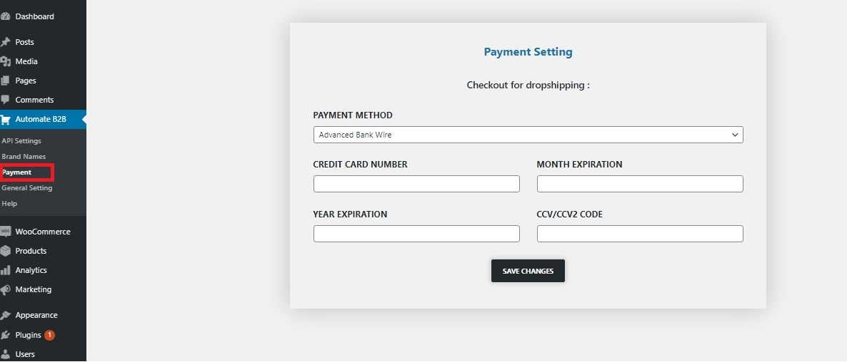 Payment and fill your credentials to create order in dropshippingB2B.