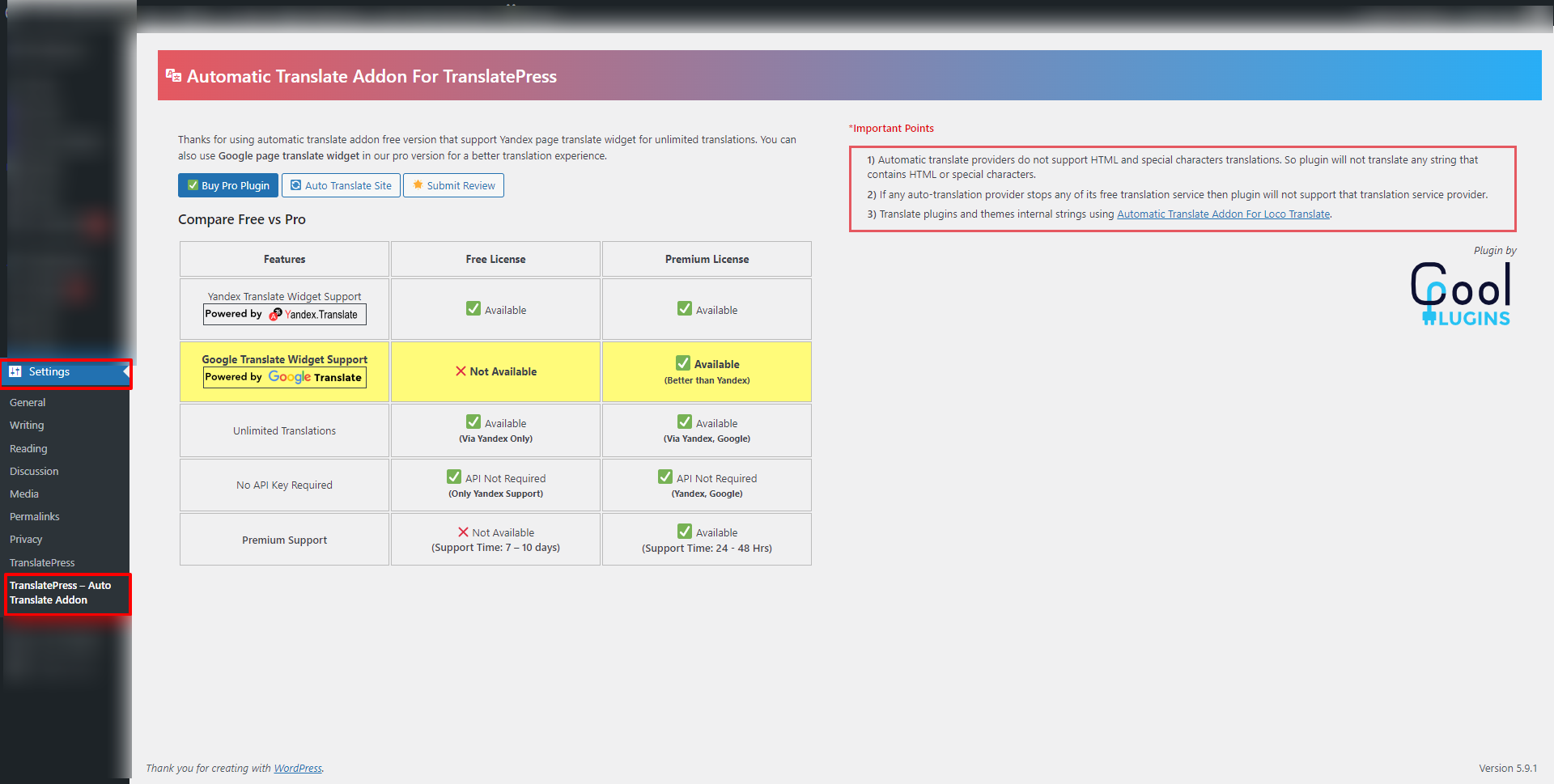 Automatic Translate Addon For TranslatePress