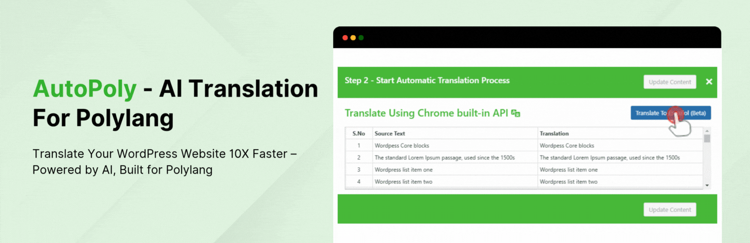 AutoPoly – AI Translation For Polylang
