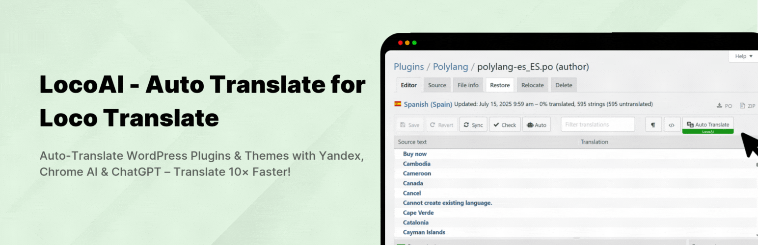 LocoAI – Auto Translate For Loco Translate