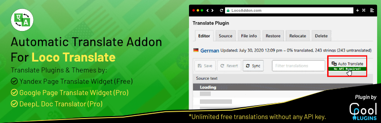 Automatic Translate Addon For Loco Translate banner