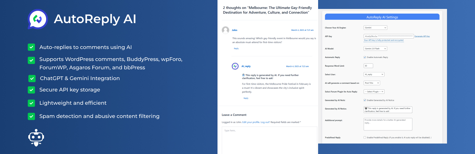 WordPress 外掛 AutoReply AI 的封面圖片。