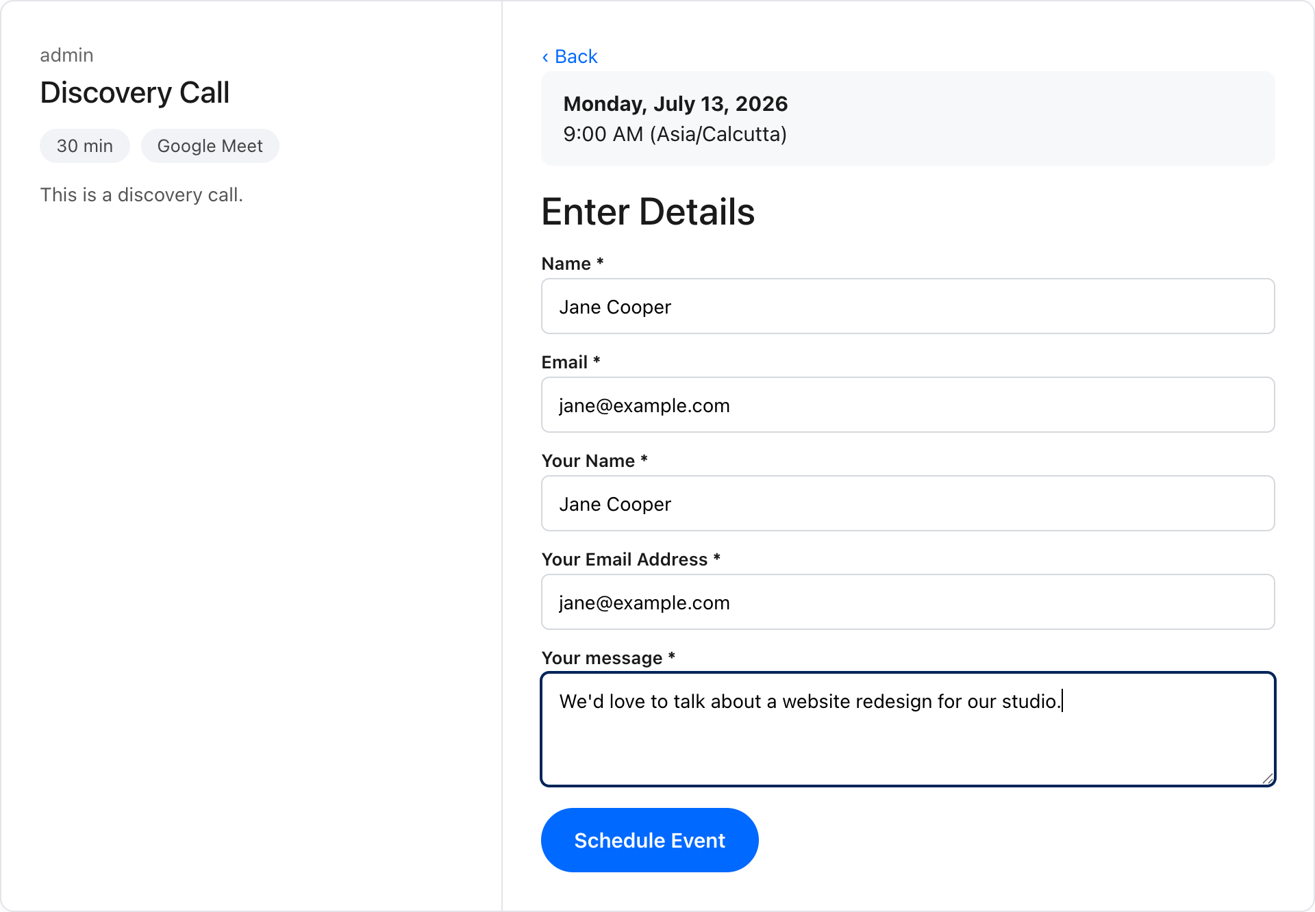 Booking form with your custom questions