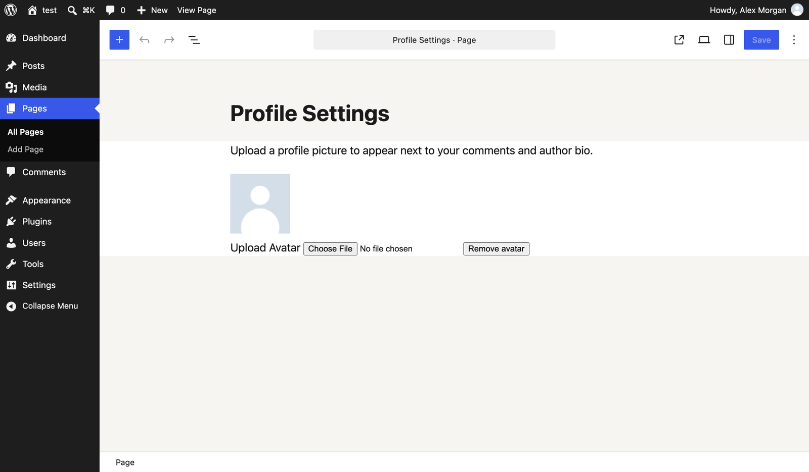 Avatarly block in the editor.
