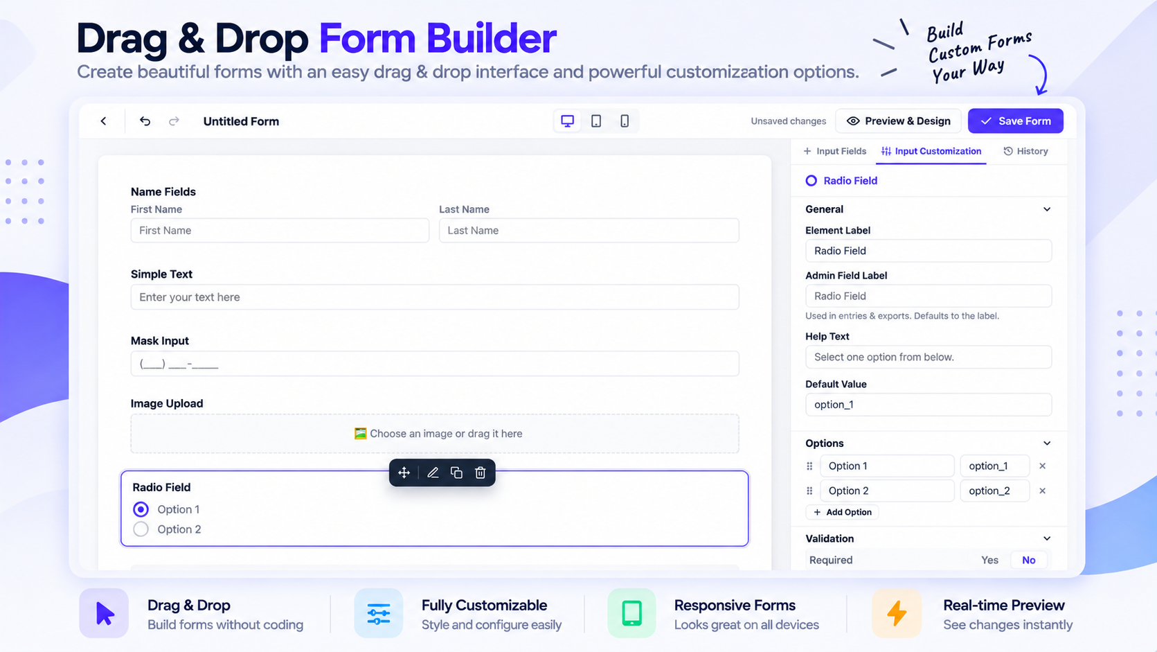 Choose a ready-made form template or start from a blank form