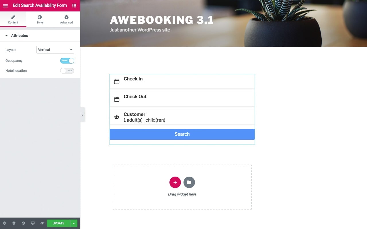 Search availability form