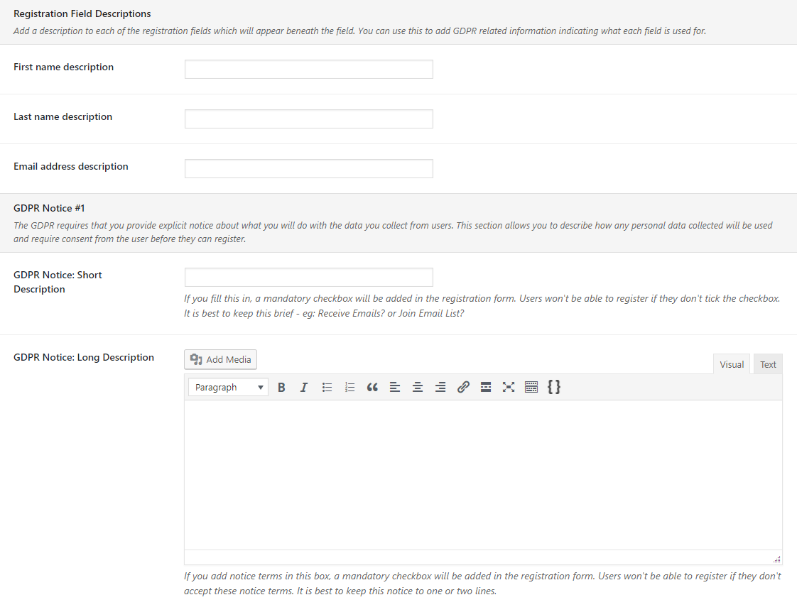 Settings: Registration Settings #2