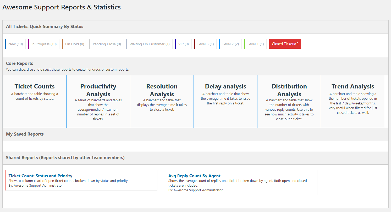 Premium Addon: REPORTS & STATISTICS - Home Screen - you can create hundreds of reports from here!