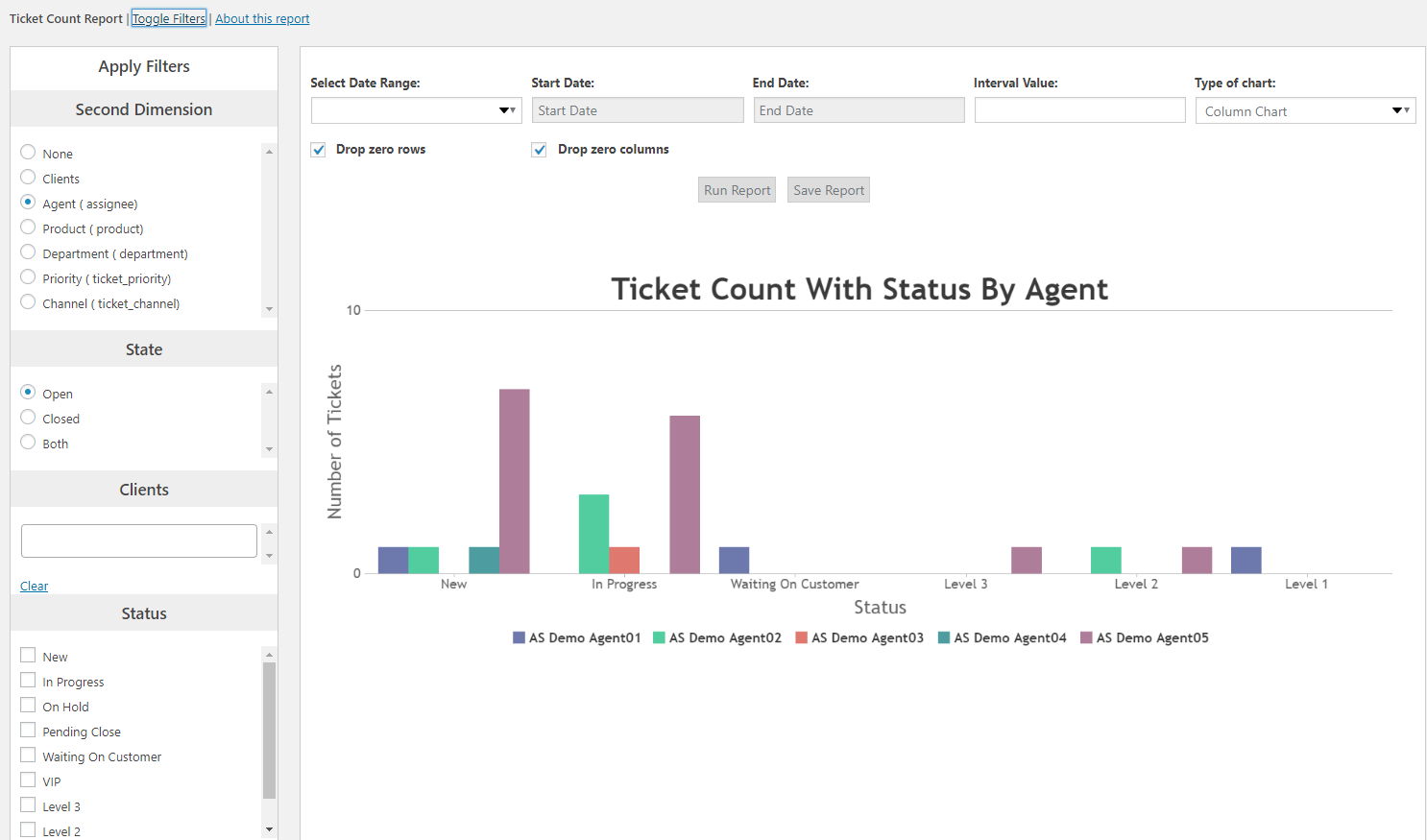 Premium Addon: REPORTS & STATISTICS - Report chart with filter options