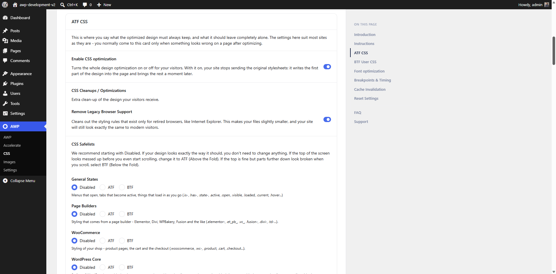 The CSS screen - decide what the optimized styling must always keep.