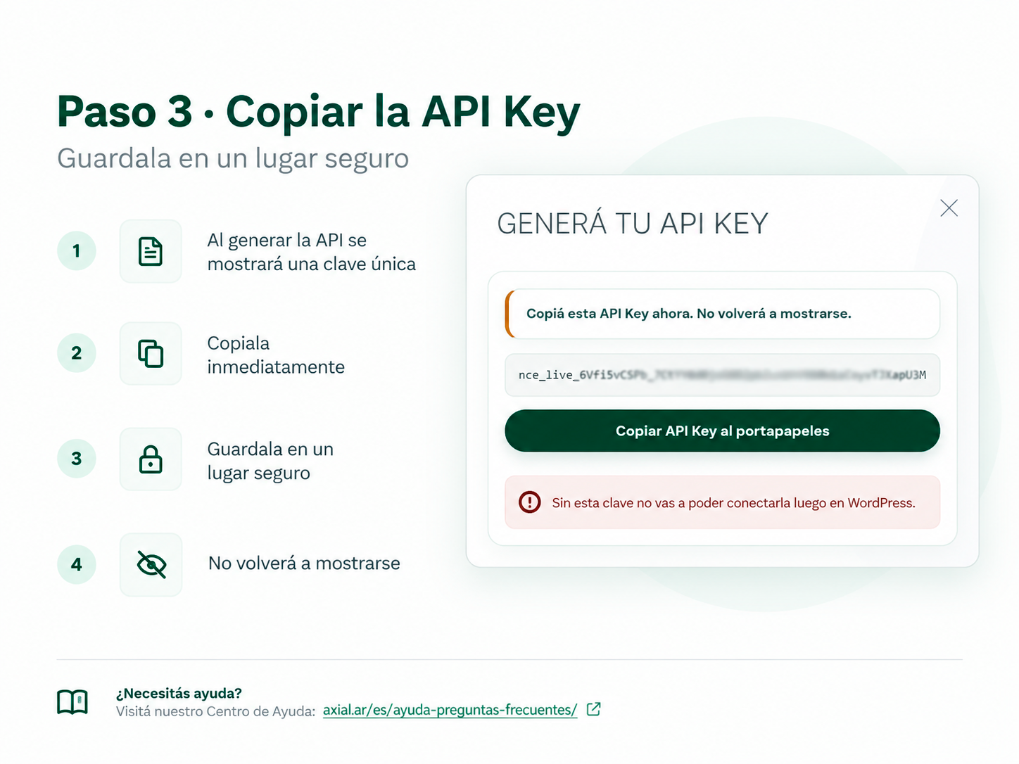 Copy and securely store your API key.
