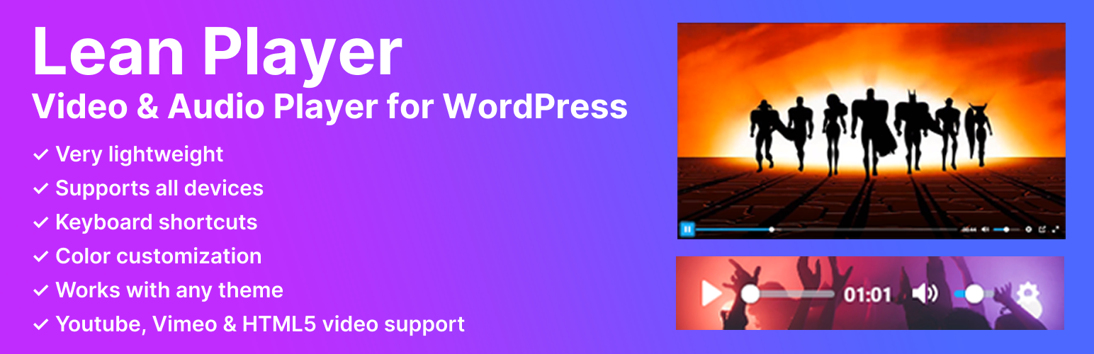 Lean Player — Video and Audio Player for WordPress, Elementor, Block Editor and Classic Editor