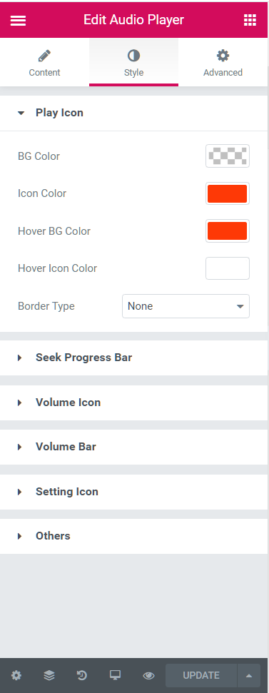 Elementor Audio Player Styling Options - Audio player design customization